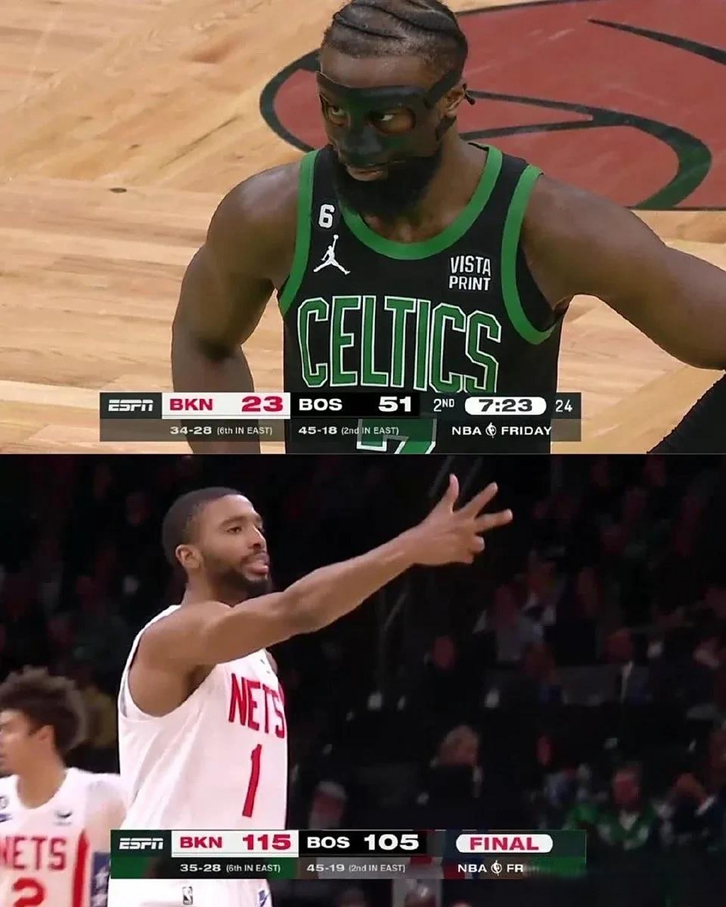 凯尔特人客场逆转篮网，遭遇三连败